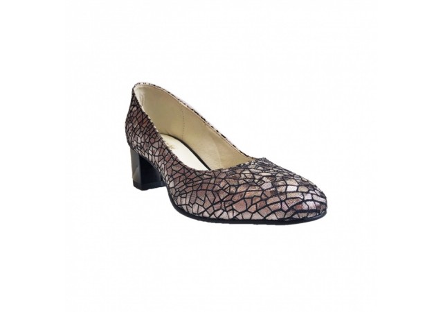 Oferta marimea 39 - Pantofi eleganti dama, mozaic metalic , din piele naturala box, toc 5 cm - LNA74MM